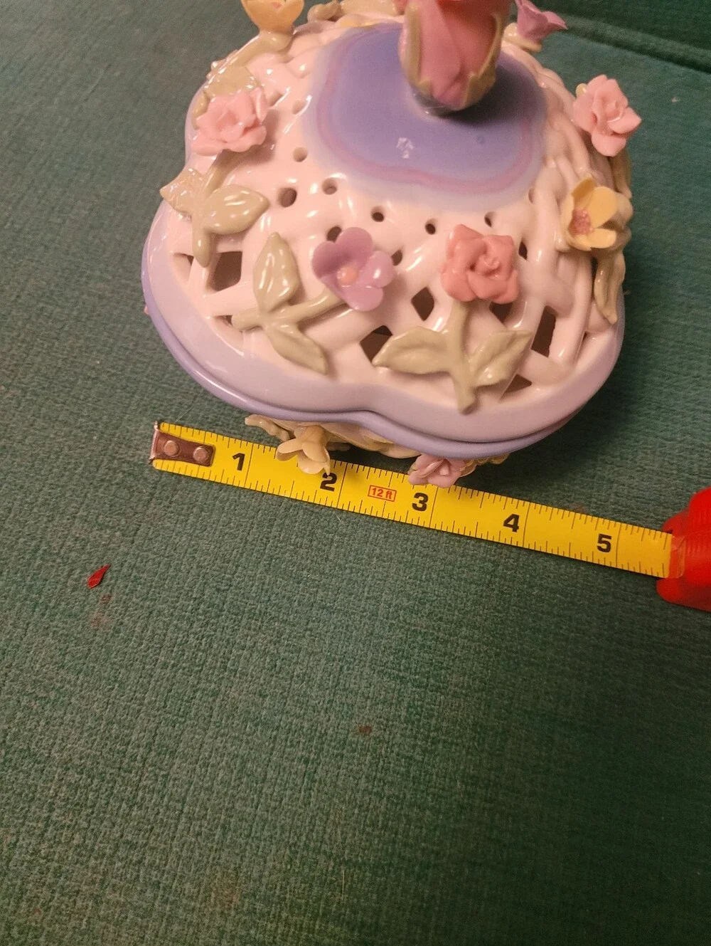 Pastel Pink & Lavender Rounded Square  Floral Music Box - Decorative Home Accent